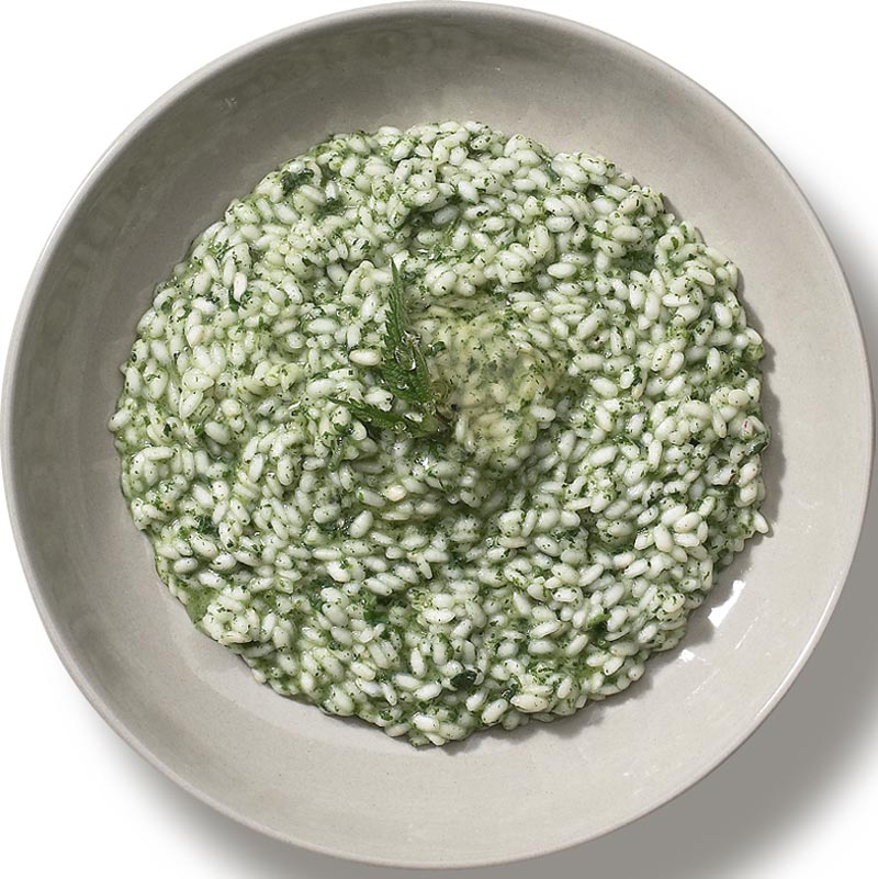 Risotto d’ortiche con Asiago DOP e miele di castagno