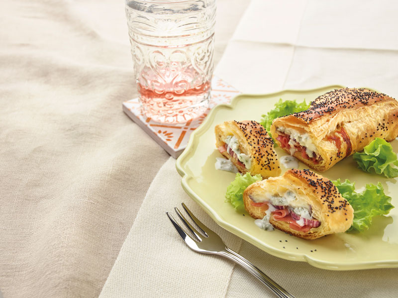 Strudel con melanzane, prosciutto e Gorgonzola
